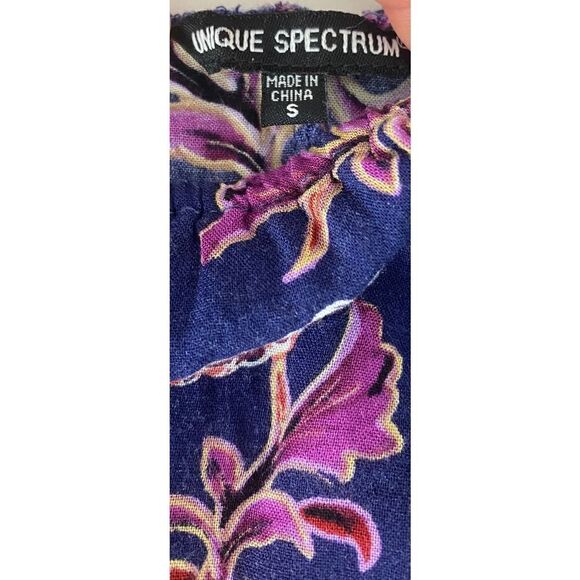 Whimsigoth Bell Sleeve Shirt Blouse Floral Rayon Blue Purple Small - Picture 7 of 8